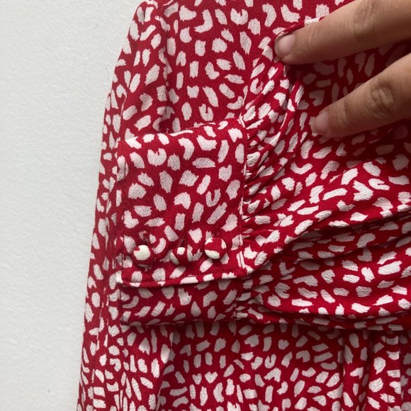 Talbots red white printed wrap top V neck blouse plus X 1x - Picture 7 of 10